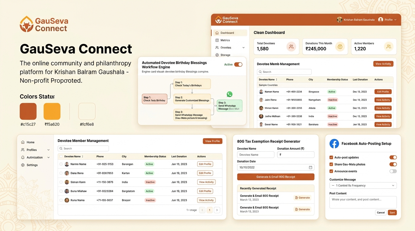 Krishan Balram Gaushala live interface preview